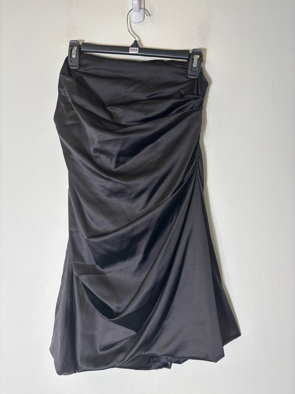 Hausen Black Satin Like Straples Mini Dress Sz L